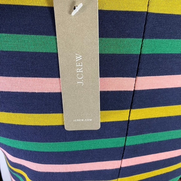 J. Crew Striped Knit Midi Dress Long Sleeve Pink Green Yellow Navy Size 2 New - Picture 4 of 16